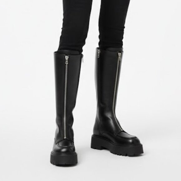 STEVE MADDEN Shoes -  Steve Madden RINZA Mid-Calf Boots Size 8.5 Black Leather Center Zipper (New, No